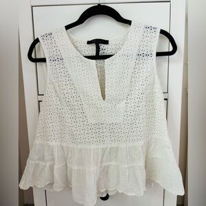 BCBG White Eyelet Blouse